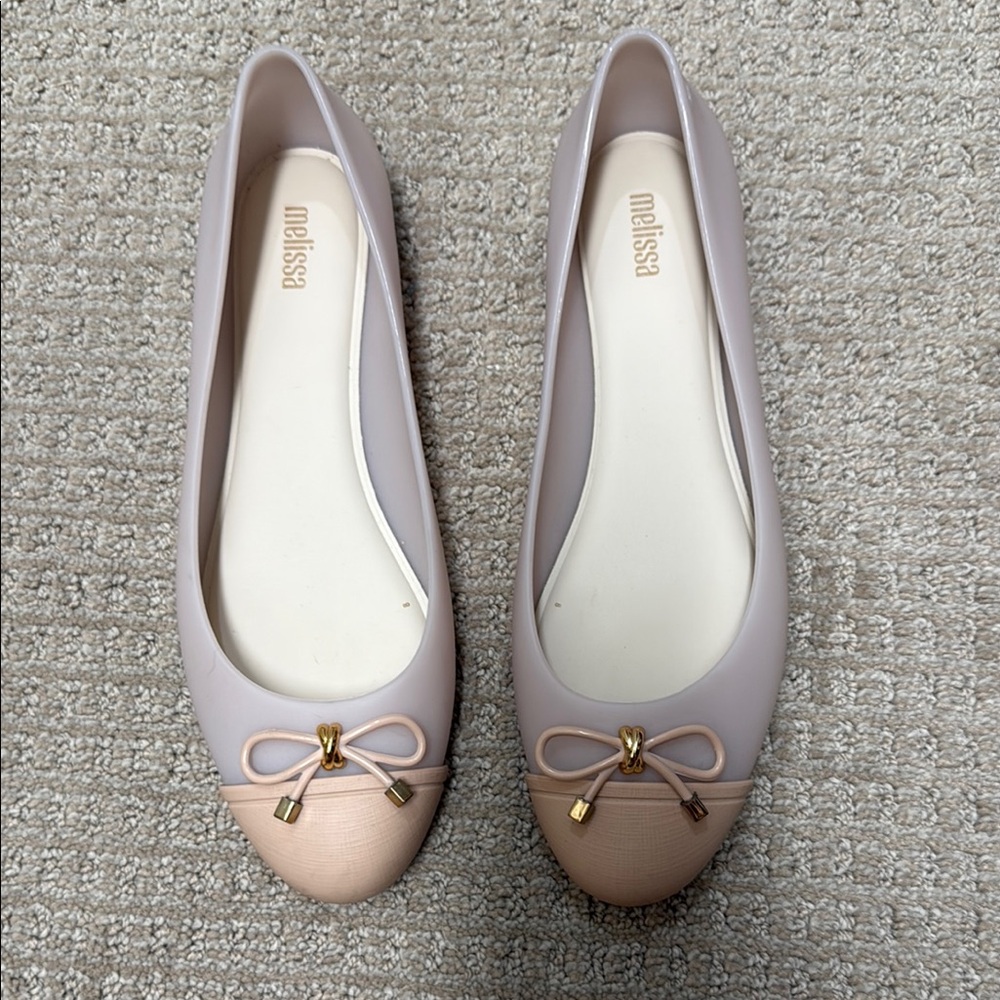 Melissa Pink Ballet Flats with Bow Detail